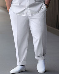 Men's Plus Size White Casual Short Sleeve Walking Set