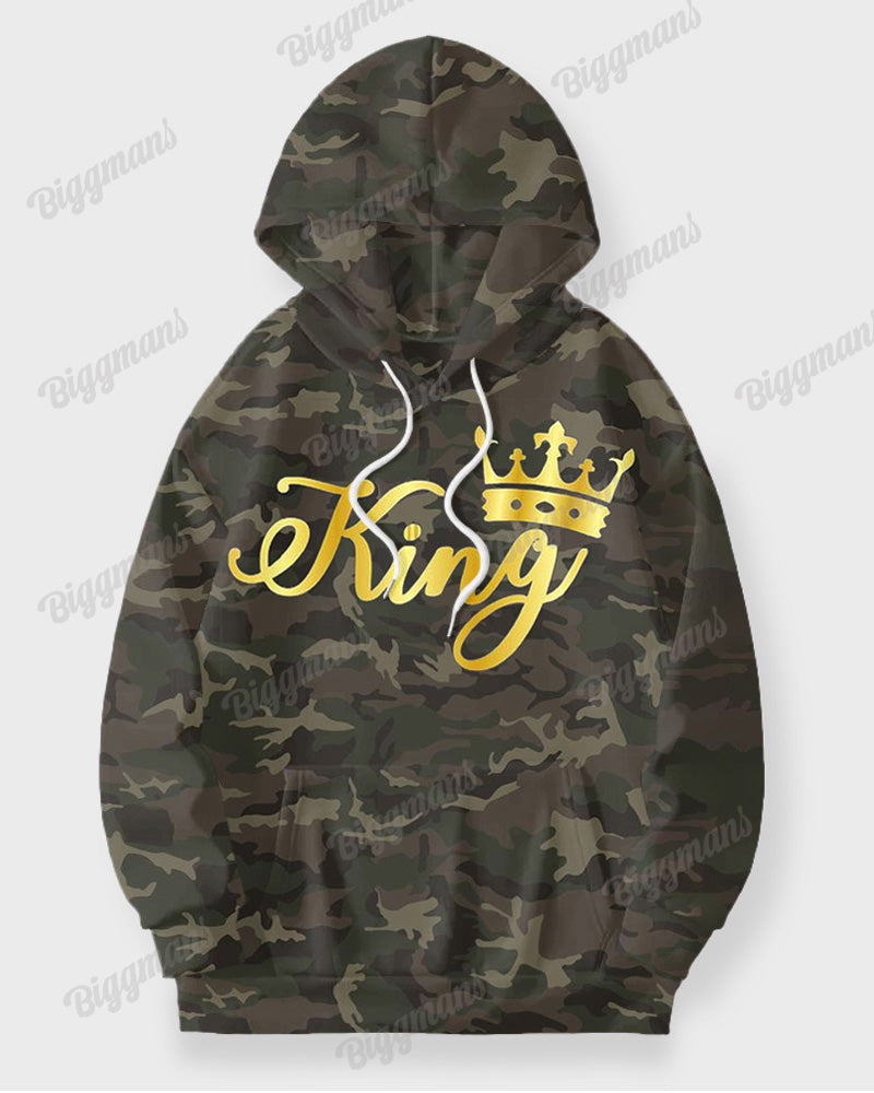 Couple's Big & Tall Casual Retro Queen/King Camouflage Hoodie Set