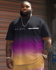 Men's Big and Tall Casual Gradient Letter Print T-Shirt Shorts Set