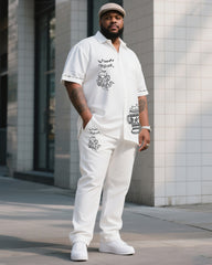 Big Boy Must Have 2025 Popular High-grade Printed Figure Short Sleeve Shirt Trousers Suit