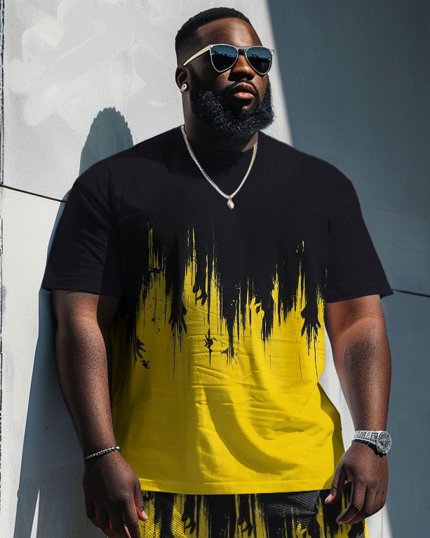 Street Casual Gradient Print Large Men's Set