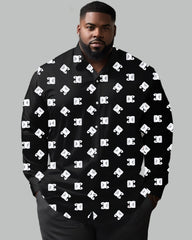 Art Letter Lapel Long Sleeve Shirt Big Men