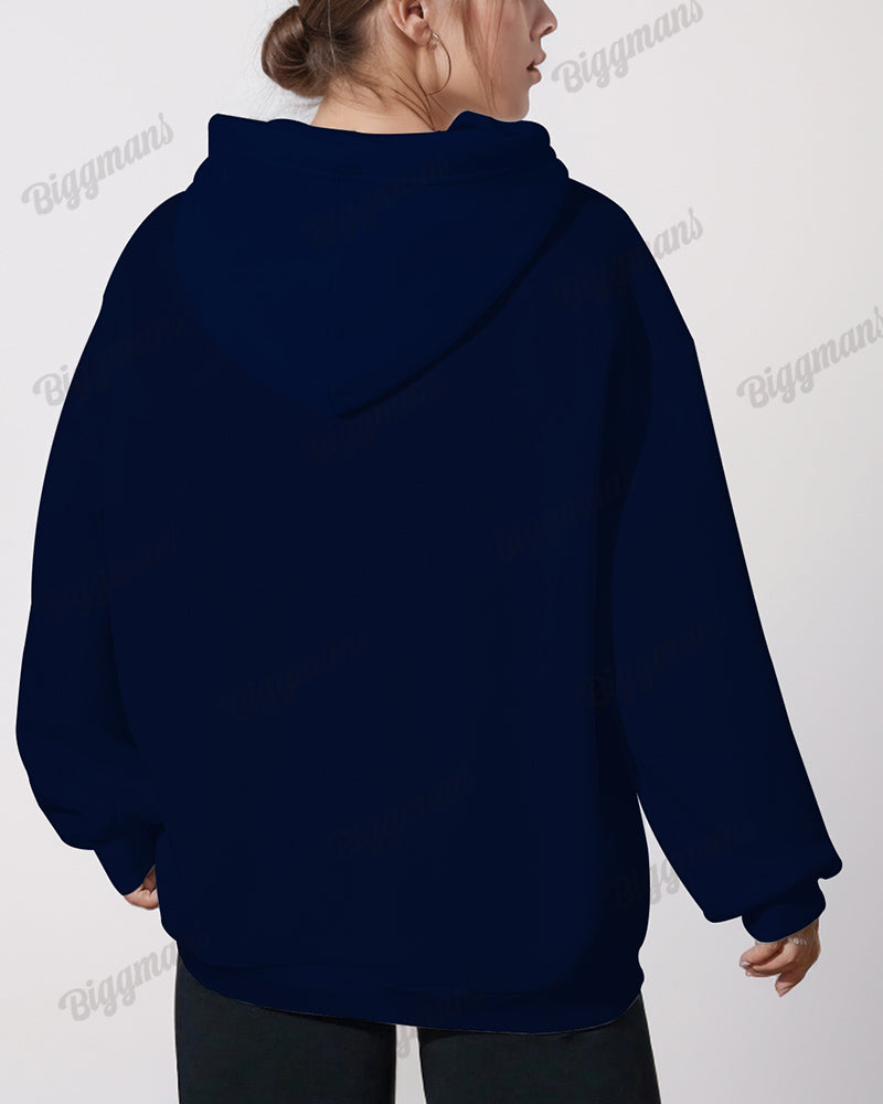 Women's Big & Tall Flowers and Musical Notes Print Long Sleeve Hoodie