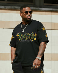 Big & Tall Men's Street Fashion SAINTS Stars Original Design-Short Sleeve Trousers Suit