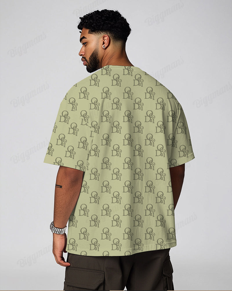 100% Cotton-Premium Jacquard Men's Loose Plus Size Short Sleeve T-Shirt