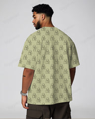 100% Cotton-Premium Jacquard Men's Loose Plus Size Short Sleeve T-Shirt