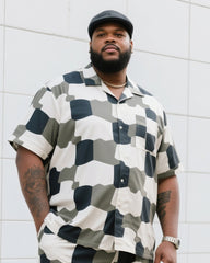 Big Man's Daily Casual Board Square Puzzle Short Sleeve Shirt Shorts Suit