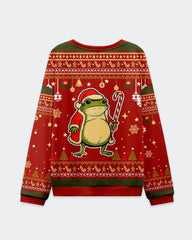 Big & Tall Men's Christmas Frog Graffiti Print Crewneck Ugly Sweater