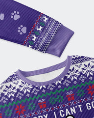 Big & Tall Men's Christmas Purple Cat Graffiti Print Crewneck Ugly Sweater