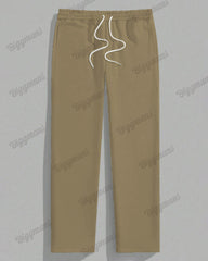 Men's Plus Size Khaki Colorblock Striped Geometric Print Long Sleeve T-Shirt Trousers Suit