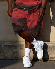 Men's Gothic Fashion Bear with Wing Printed Big & Tall Short Sleeve T-Shirt Shorts Set