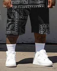 Men's Plus Size Casual Paisley Print T-Shirt Shorts Set