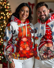 Couple's Big and Tall Santa Claus Print Long Sleeve Hoodie