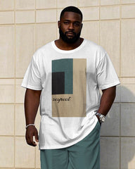 Men's Big & Tall Casual Colorblock Pattern Printed Short-sleeved T-shirt Trousers Set