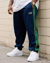 Big Boy Casual Sports Football Style Creative Stripe Crewneck Short Sleeve T-shirt Trousers Suit