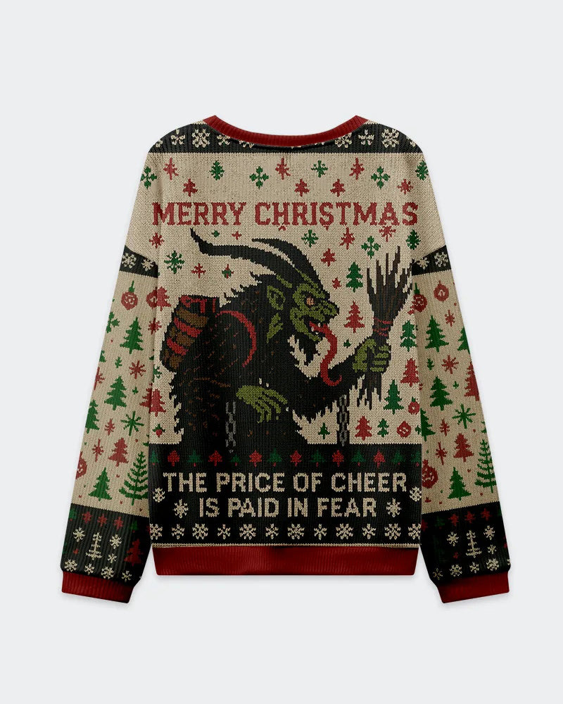 Big & Tall Men's Christmas Cthulhu Style Printed Crewneck Ugly Sweater
