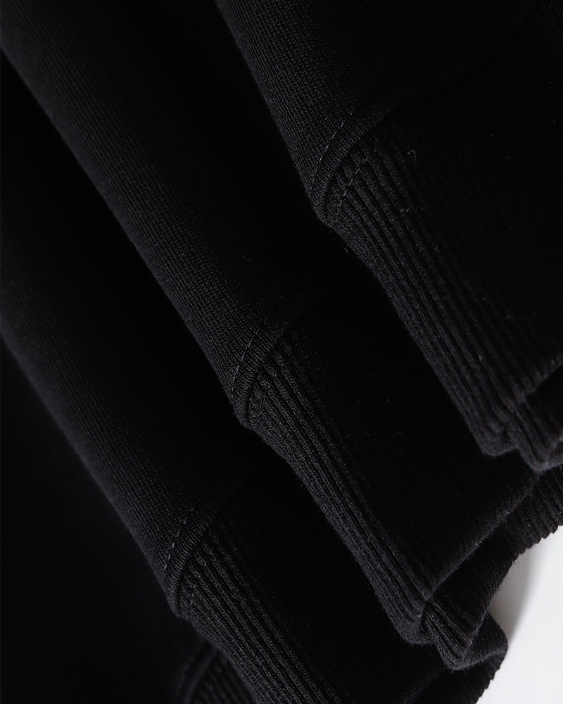 Cotton-Simple Black Letter Print Men's Loose Oversized Hoodie