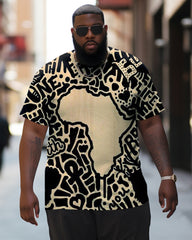 Black Color Printed Oversized Casual Men's Short Sleeved T-Shirt
