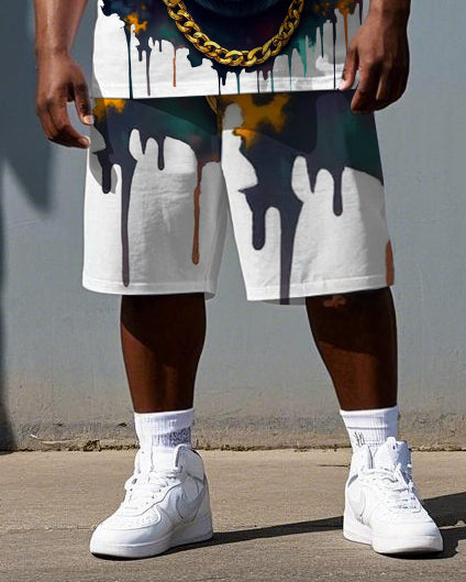 Big & Tall Men's Smoking Cool Gorillas Printed Casual Short Sleeve T-shirt and Short Set