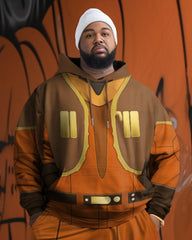 Fun Cartoon Robot Men's Plus Size Cosplay Hoodie Two-Piece Set