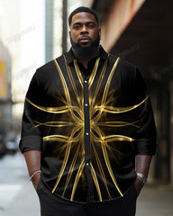 Men's Daily Casual Golden Light Print Plus Size Levers Long Sleeve Shirt