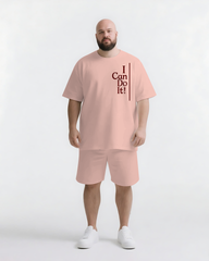 No Matter What You Can Do It Big & Tall Men's Simple Lettering T-shirt 2-Piece Set