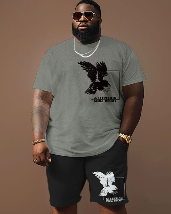 Street Casual Flying Eagle Letter Print Large Men's Suit