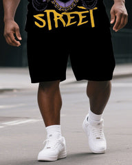 Men's Fashion Gorillas King of the Street Print Big & Tall Outdoor Short-Sleeve T-shirt & Short Set