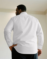 Big & Tall Men' Casual Business White Stripe Green Long Sleeve Shirt