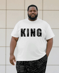 Men's Plus Size Black Jacquard King Short Sleeve T-Shirt Trousers Suit