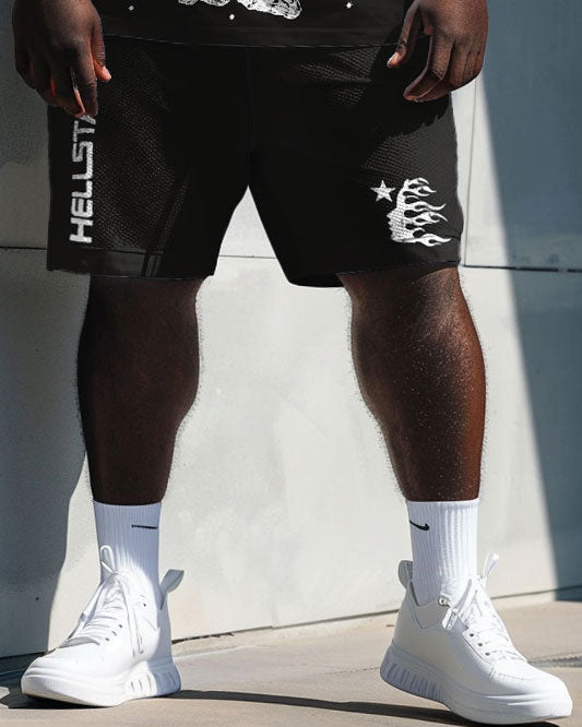Men's Big & Tall T-Shirt & Shorts Set with Hellstar Skull Inner Peace Graphic