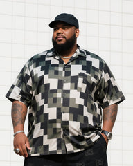 Big Man's Daily Casual Board Square Puzzle Short Sleeve Shirt Shorts Suit