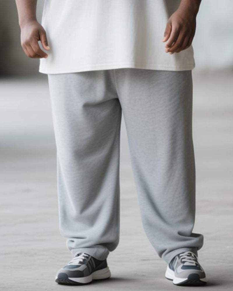 Big & Tall Men's Gray Gradient Number 7 Printed Long Sleeve T-Shirt Pants Suit