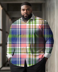 Contrast Colored Personalized Plaid Print Long Sleeved Oversized Shirt