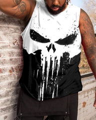 Men's Skull Color Block Plus Size Vest