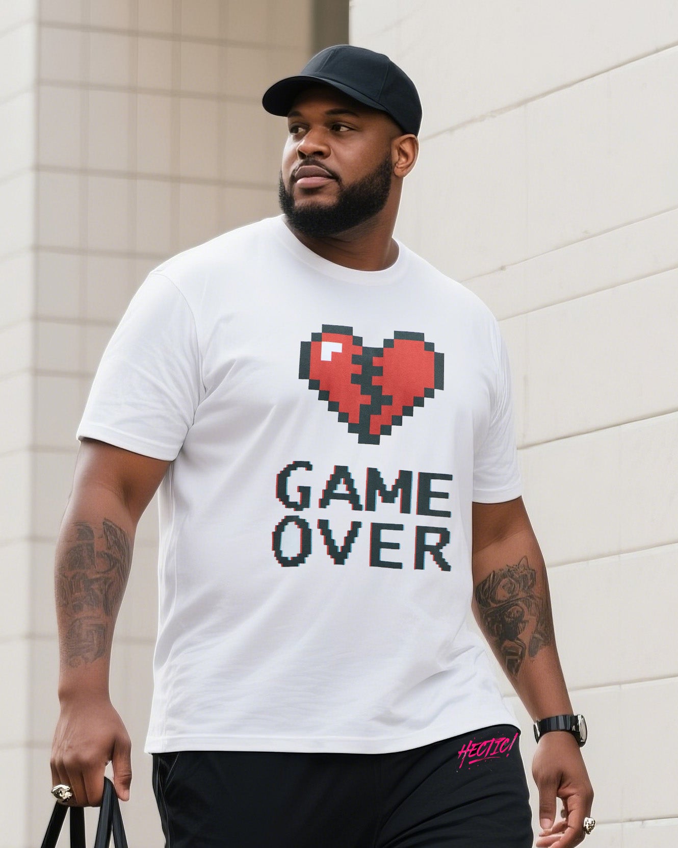 Big Boy Street Fashion Heartbreak Love English Printed Short-sleeved Trousers Suit