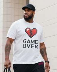 Big Boy Street Fashion Heartbreak Love English Printed Short-sleeved Trousers Suit