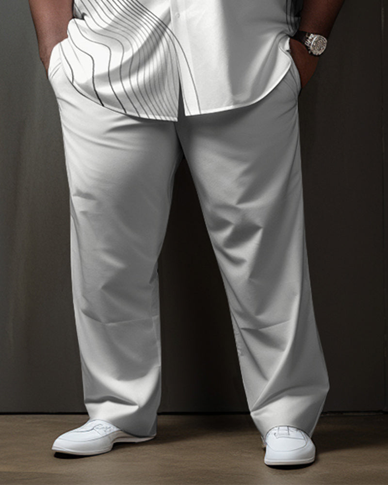 Men's Plus Size Walking Suit Casual Long Sleeve Shirt & Pants Set