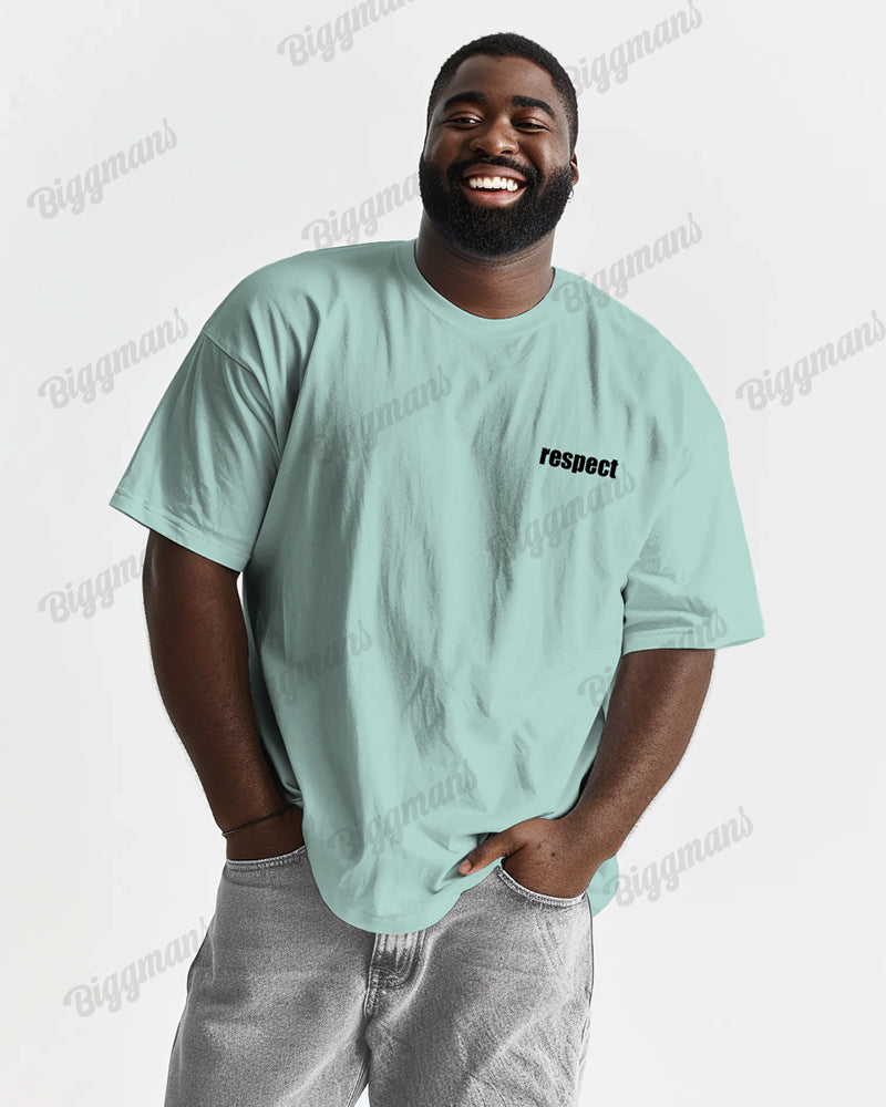100% Cotton-simple Chest Letter Print Men's Loose Big & Tall Short Sleeve T-shirt