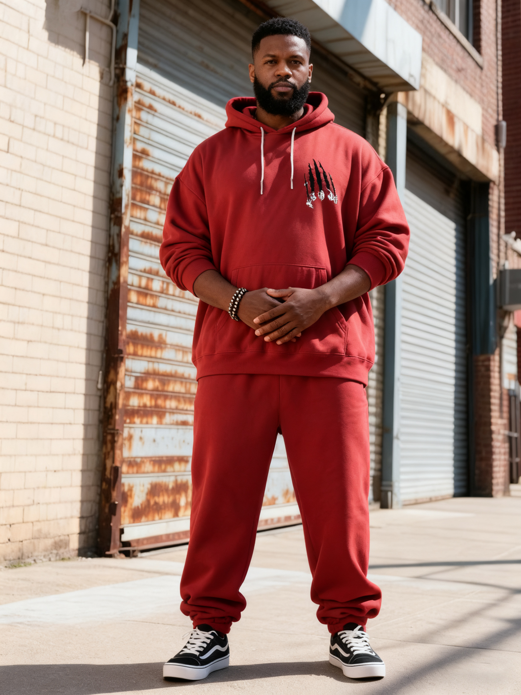 Big & Tall Men's Red Graffiti-Print Hoodie Set
