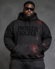 Big & Tall Men's “Dark Bloodstain” PROBLEM SOLVED Gothic Letter Print Hoodie Set