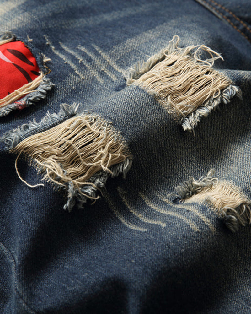Size 28-48 Distressed Ripped Flanged Denim Cropped Shorts