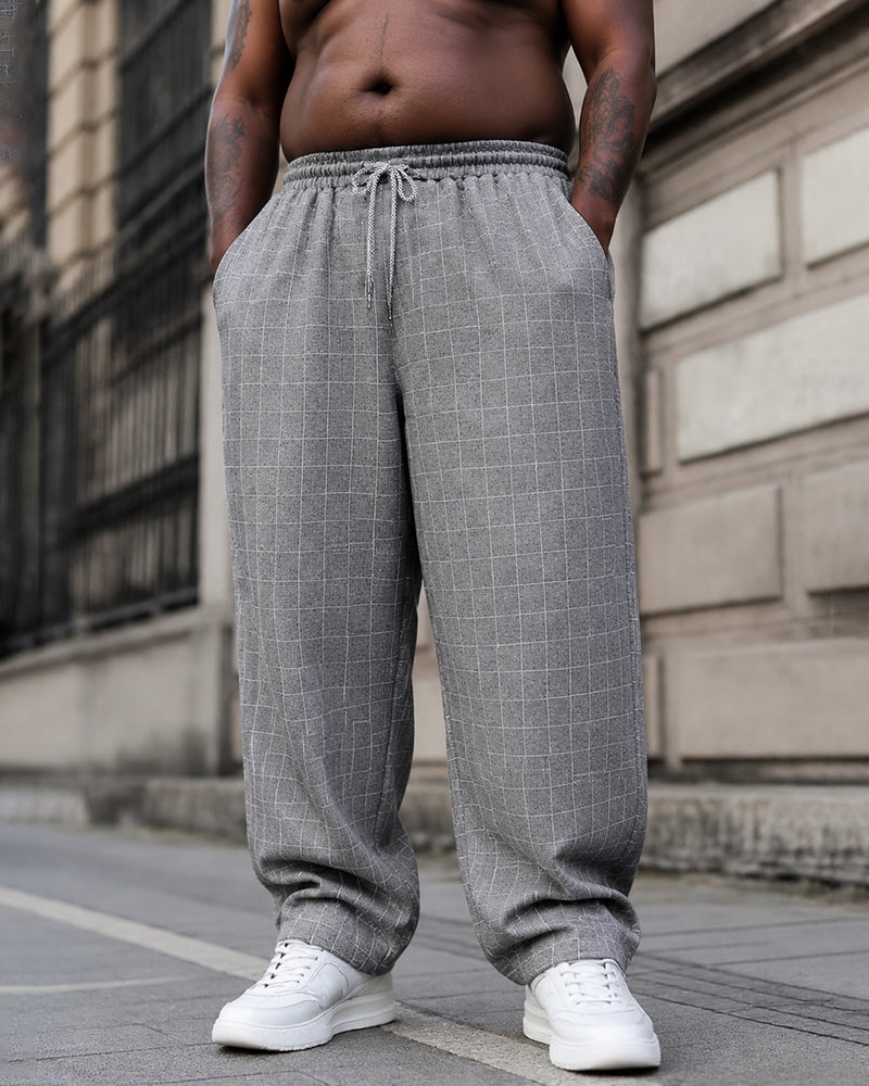 2XL-6XL Men's Casual Plaid Trousers