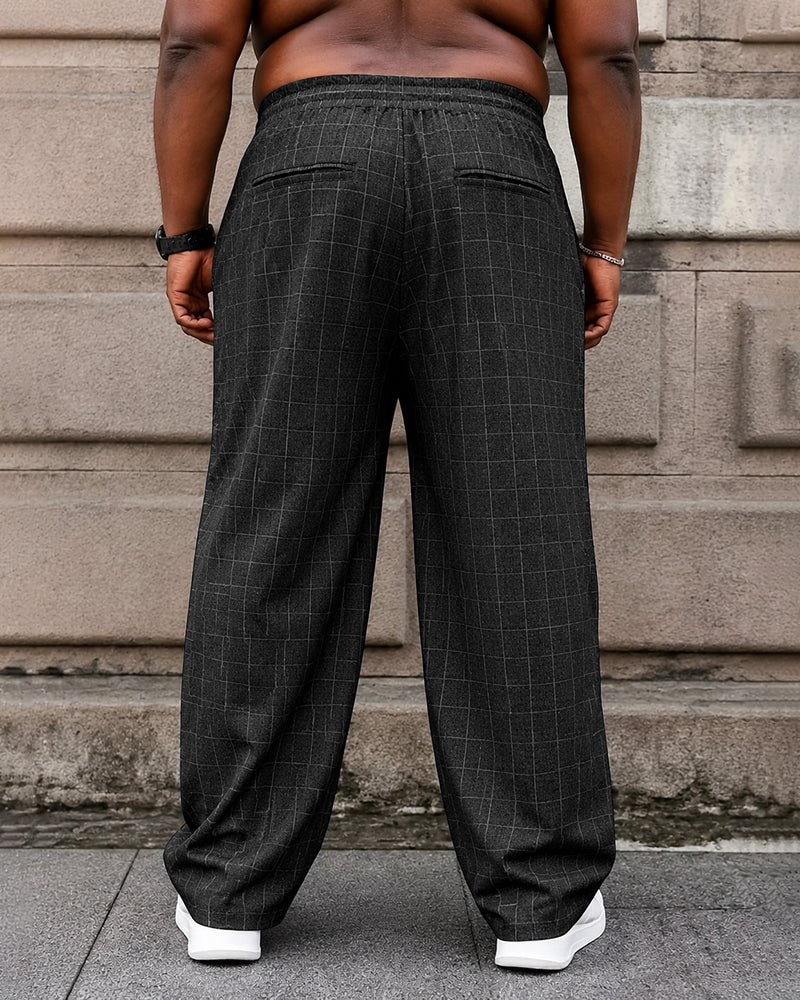 2XL-6XL Men's Casual Plaid Trousers
