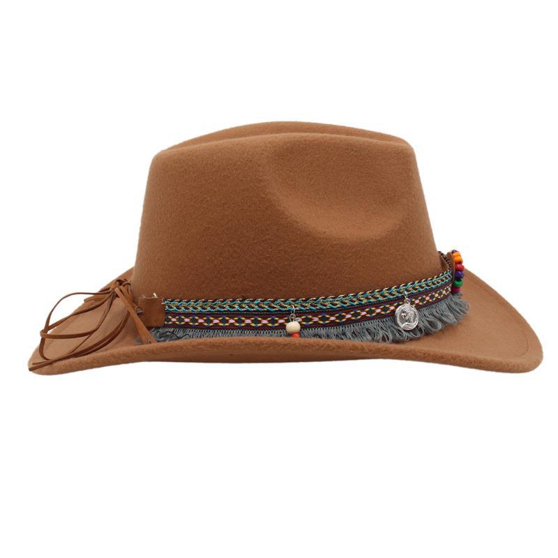 Western Denim Tassel Turquoise Felt Jazz Hat