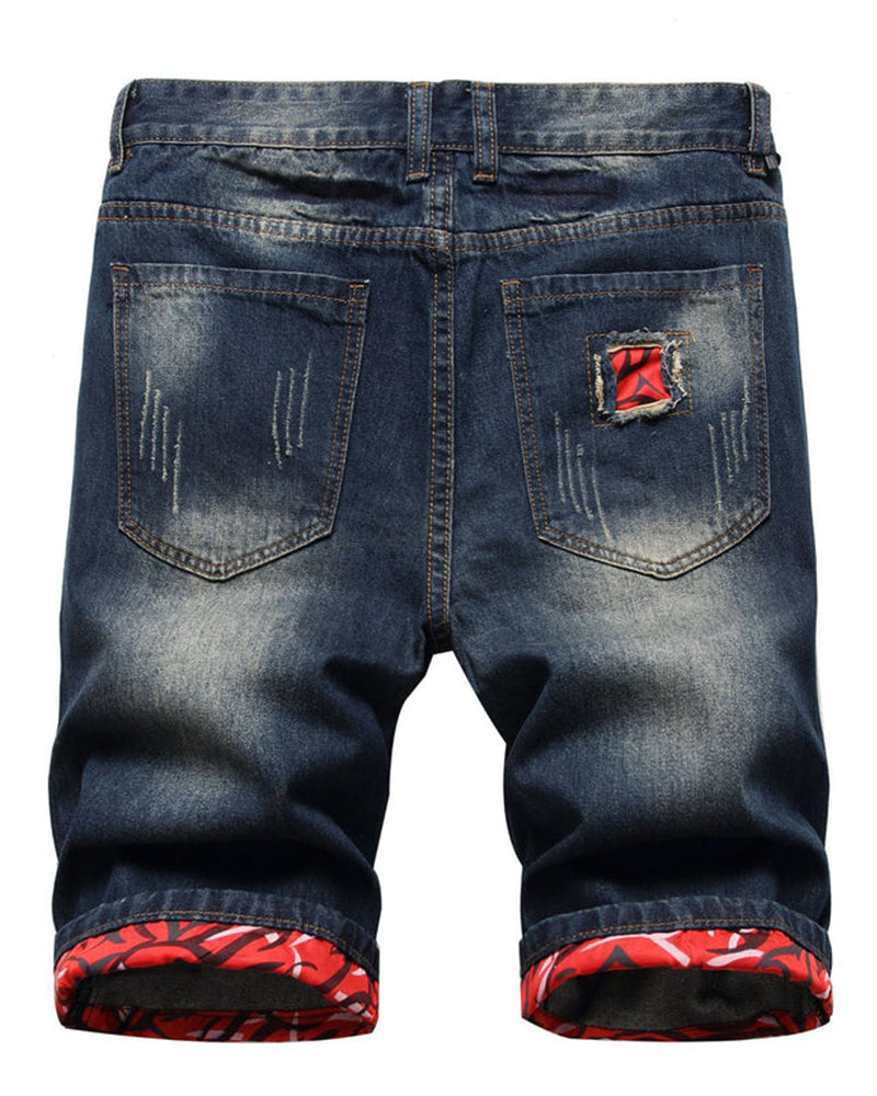 Size 28-48 Distressed Ripped Flanged Denim Cropped Shorts