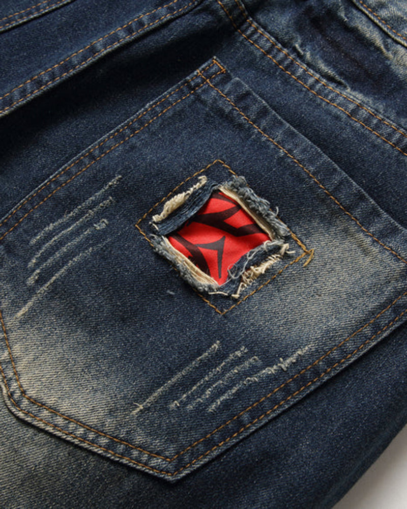 Size 28-48 Distressed Ripped Flanged Denim Cropped Shorts