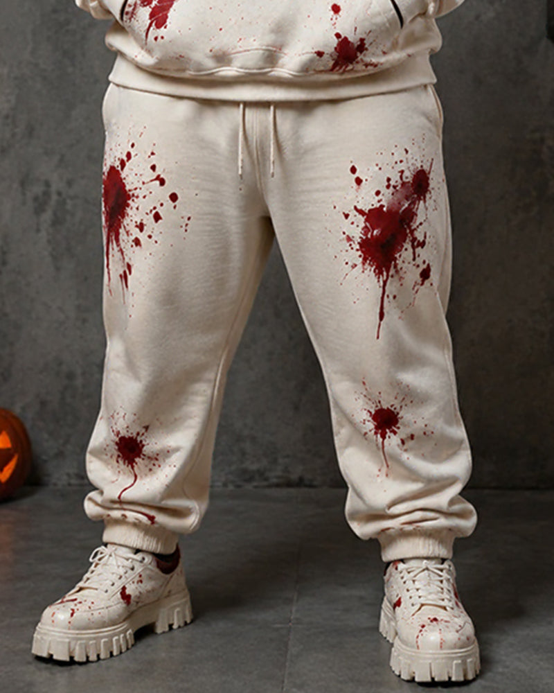 Big & Tall Men's “Blood-Red Splatter” I'M FINE Fun Print Hoodie Set