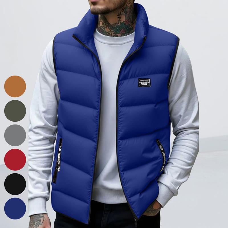 🔥Christmas 50% Off Exclusive ✨Men's Thickened Warm Sleeveless Vest - Black Full-Zip Stand Collar Ideal