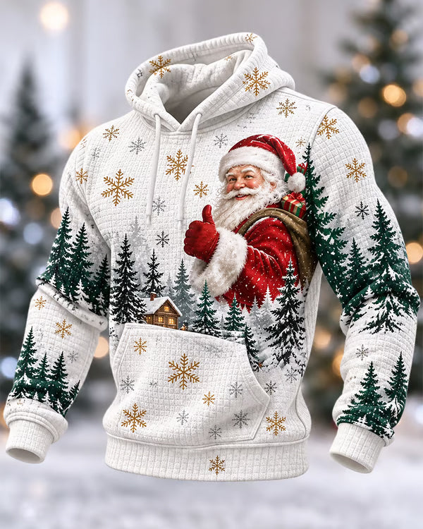 Big & Tall Men's Santa Forest Waffle-Knit Hoodie